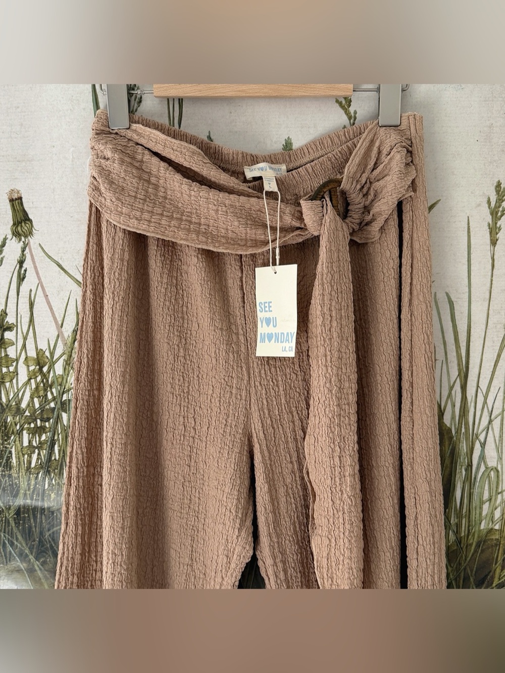Pucker Wide Leg Pants Wide Leg Pants in Brown NWT